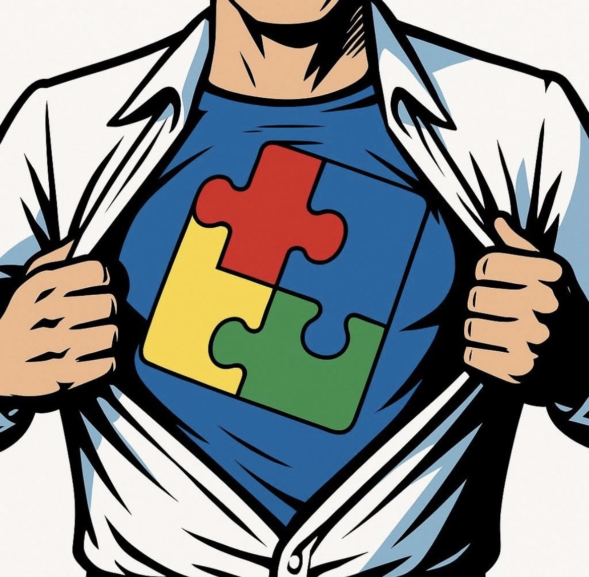 Parent and child connecting under puzzle pieces